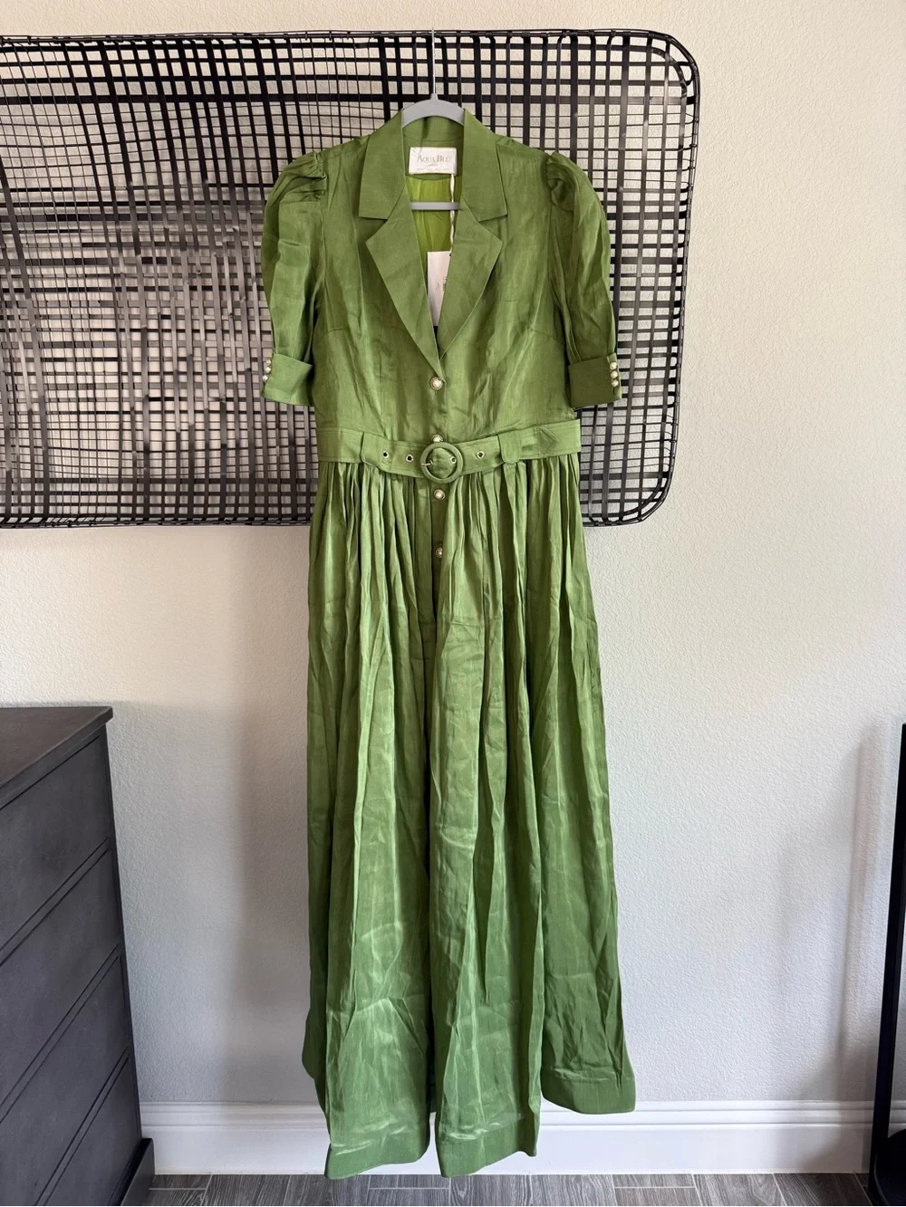 Aqua Blu Eloise Linen Silk Midi Dress - Picture 3 of 9